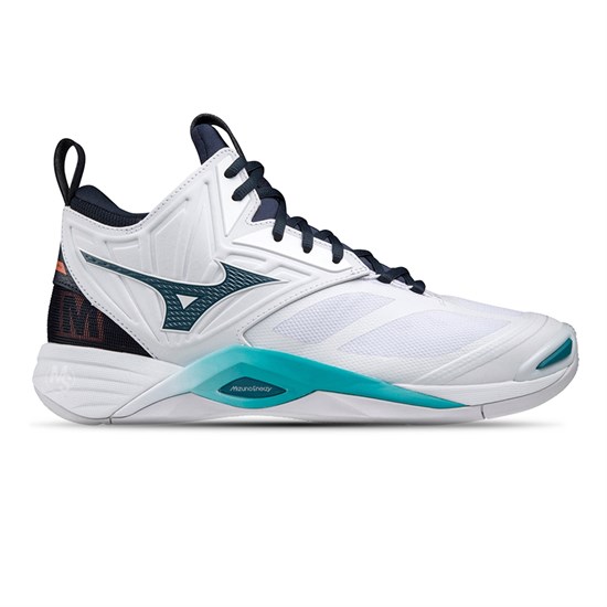 Mizuno WAVE MOMENTUM 2 MID Кроссовки волейбольные Белый/Темно-синий - фото 267992