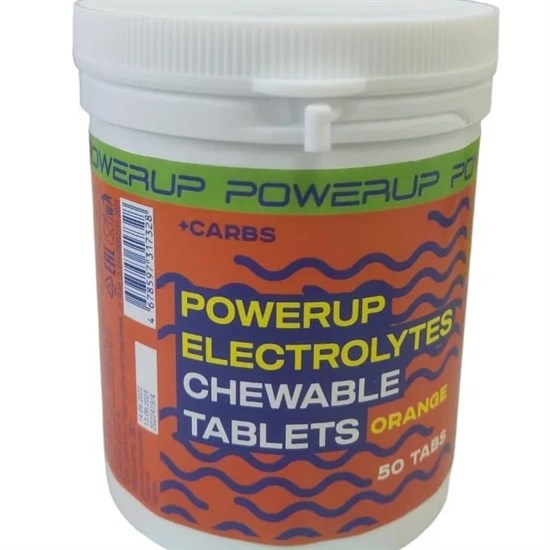 PowerUp ELECTROLYTES CHEWABLE TABLETS (банка 50 таблеток) Солевые таблетки Апельсин - фото 268297