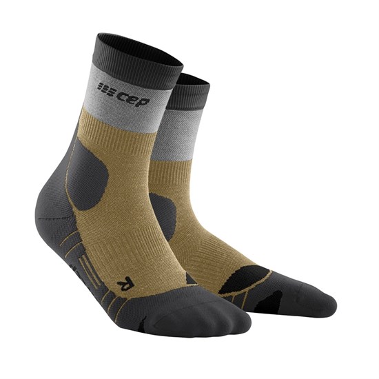 CEP HIKING LIGHT MERINO MID CUT COMPRESSION SOCKS Компрессионные тонкие высокие носки с шерстью мериноса Песочный/Серый - фото 268543