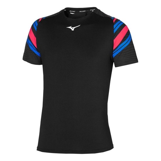 Mizuno SHADOW TEE Футболка теннисная Черный/Синий/Розовый - фото 270065