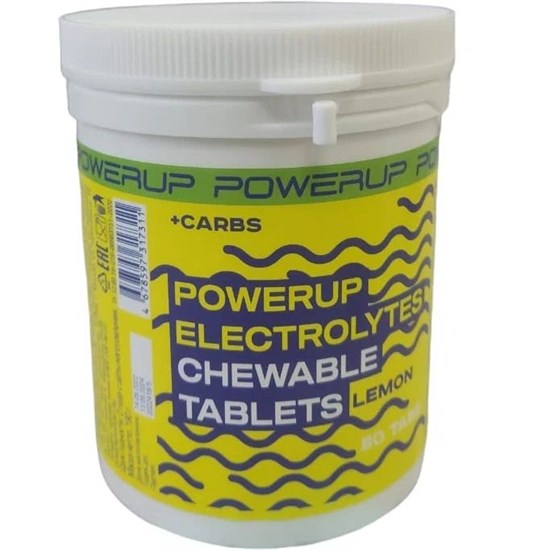 PowerUp ELECTROLYTES CHEWABLE TABLETS (банка 50 таблеток) Солевые таблетки Лимон - фото 271722