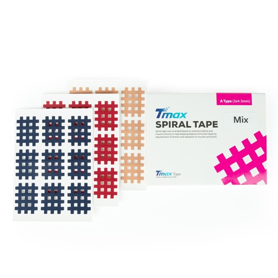 Tmax SPIRAL TAPE TYPE MIX A Кросс-тейп Красный/Синий/Телесный (20 листов) - фото 272243