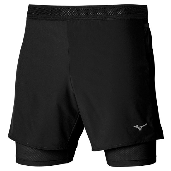 Mizuno ER 4.5 2IN1 SHORT Шорты беговые Черный/Серый - фото 273390