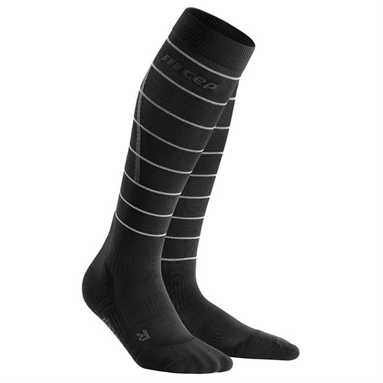 CEP REFLECTIVE TALL COMPRESSION SOCKS Компрессионные гольфы Черный/Серый - фото 273885