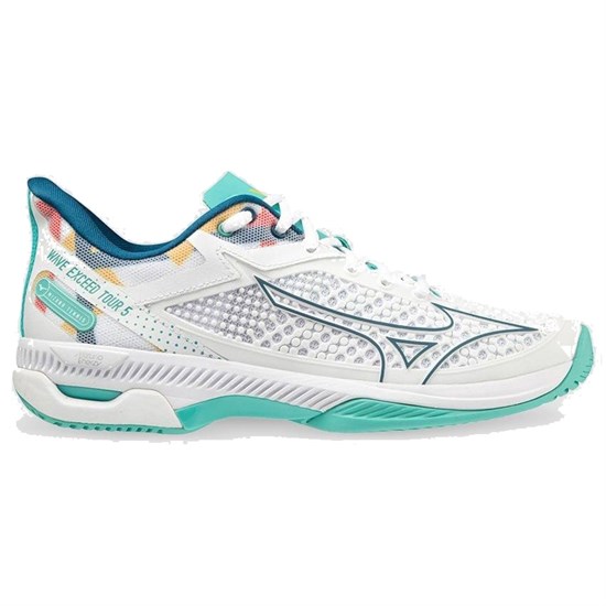 Mizuno WAVE EXCEED TOUR 5 AC (W) Кроссовки теннисные женские Белый/Голубой - фото 275616