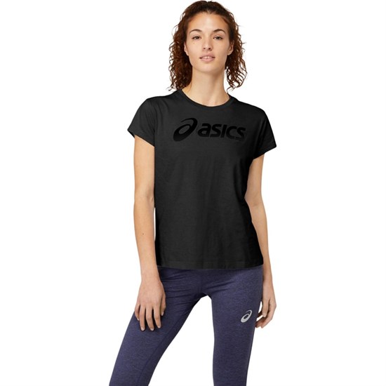 Asics ASICS BIG LOGO TEE II (W) Футболка беговая женская Темно-серый/Черный - фото 278946