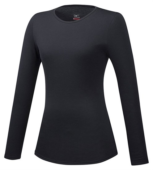 Mizuno BT UNDER ROUND NECK LS (W) Термофутболка с длинным рукавом женская Черный - фото 280255