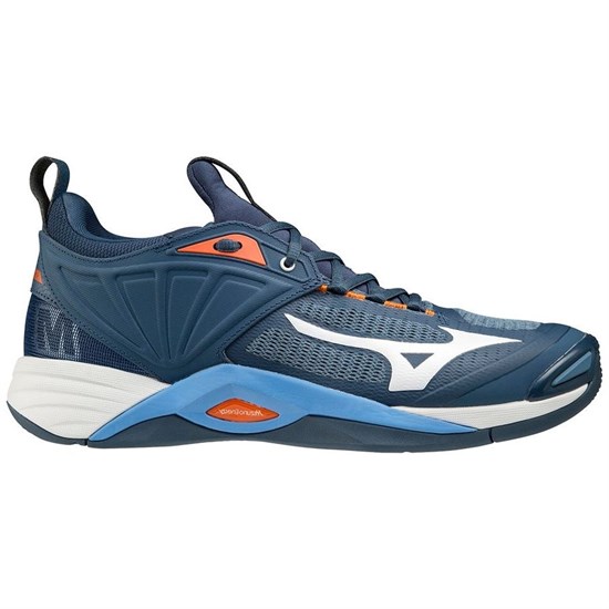 Mizuno WAVE MOMENTUM 2 Кроссовки волейбольные Темно-синий/Оранжевый - фото 283041