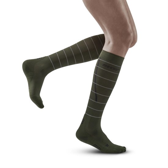 CEP REFLECTIVE TALL COMPRESSION SOCKS (W) Компрессионные гольфы женские Темно-Зеленый - фото 283204