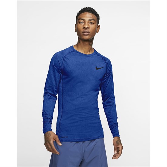 Nike PRO MEN'S TIGHT-FIT LONG-SLEEVE Лонгслив Синий/Белый - фото 283747