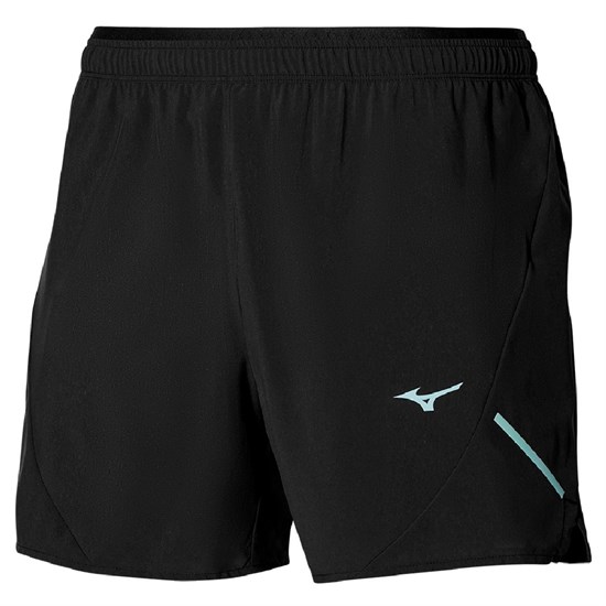 Mizuno ALPHA 5.5 SHORT "BLACK" Шорты беговые Черный/Голубой - фото 285864