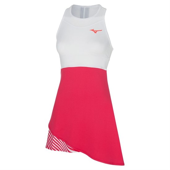 Mizuno PRINTED DRESS (W) Платье теннисное женское Белый/Розовый - фото 286643