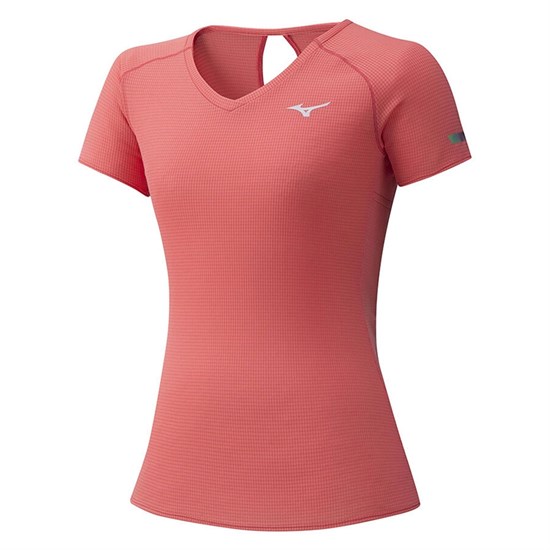 Mizuno DRYAEROFLOW TEE (W) Футболка беговая женская Коралловый - фото 286645