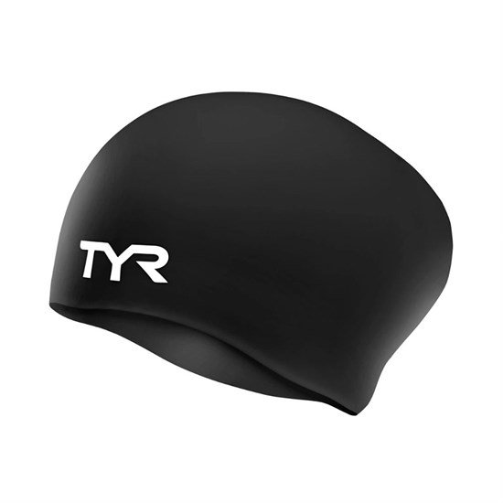 TYR LONG HAIR WRINKLE FREE JUNIOR SILICONE CAP JR Шапочка для плавание детская Черный - фото 287502