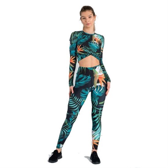 Slavi LEGGINGS POCKET HIGH WAIST JUNGLE Тайтсы женские Темно-синий/Голубой - фото 287543