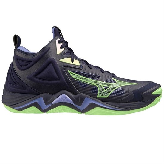 Mizuno WAVE MOMENTUM 3 MID Кроссовки волейбольные Темно-синий/Зеленый - фото 290962