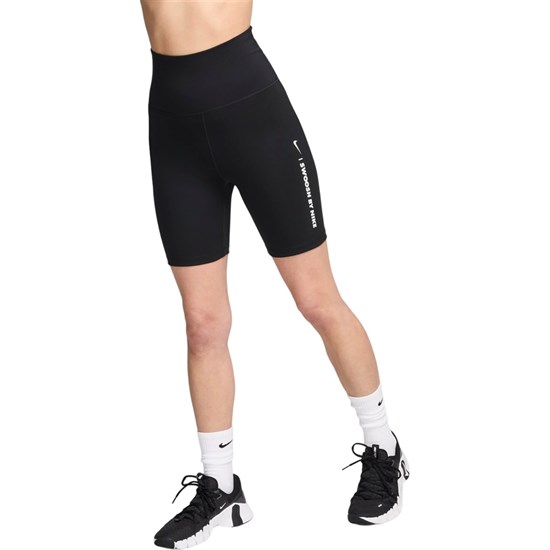 Nike ONE HIGH-WAISTED 18CM BIKER SHORTS (W) Шорты-велосипедки женские Черный - фото 291211