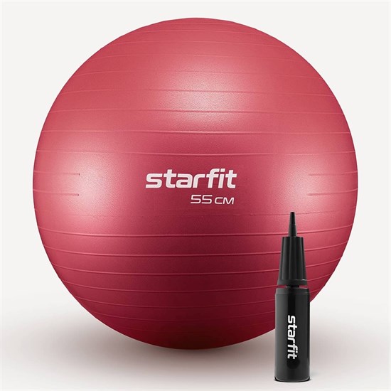 Starfit GB-111, 55 СМ, 900 Г Фитбол антивзрыв с насосом Малиновый - фото 293550