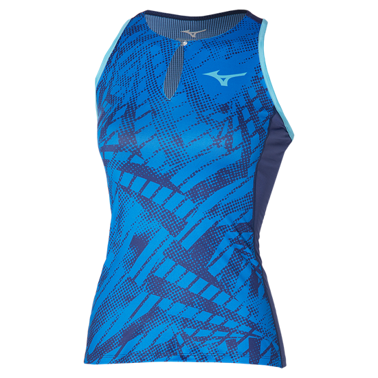 Mizuno MUGEN PRINTED T-SHIRT (W) Футболка теннисная женская Синий/Темно-синий - фото 301084