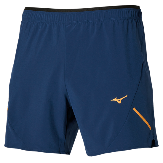 Mizuno ALPHA 5.5 SHORT Шорты беговые Темно-синий/Оранжевый - фото 301094