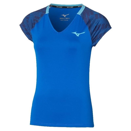 Mizuno MUGEN PRINTED T-SHIRT (W) Футболка теннисная женская Синий/Темно-синий - фото 306533