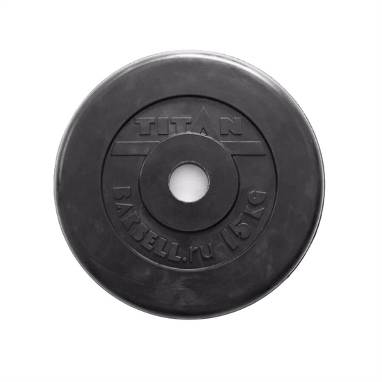 Rusbrand 16091 Диск стальной обрезиненный 15 кг, внутренний диаметр 26 мм - фото 310460