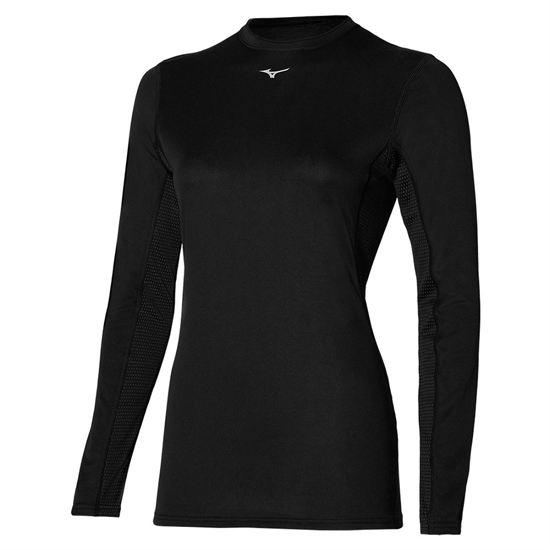 Mizuno MID WEIGHT-LIGHT CREW NECK (W) Лонгслив утепленный женский Черный - фото 316530