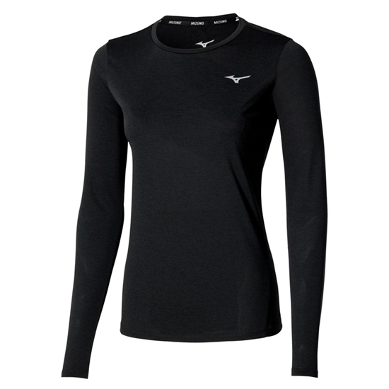 Mizuno CORE IMPULSE LS TEE (W) Лонгслив беговой женский Черный - фото 316619
