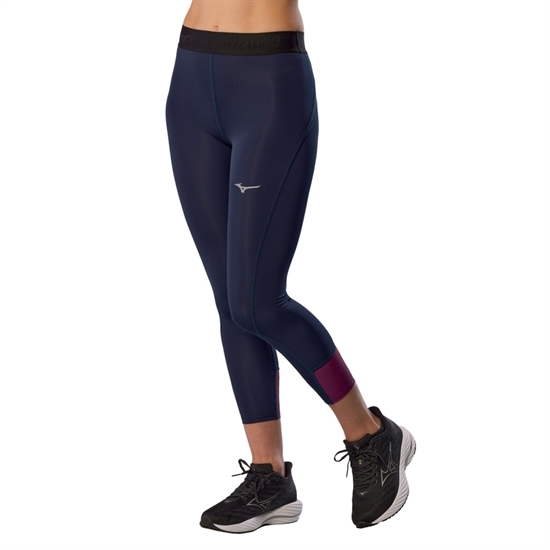Mizuno CORE IMPULSE 3/4 TIGHT (W) Тайтсы беговые укороченные женские Темно-синий - фото 316629