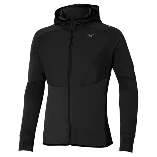Mizuno ACTIVE WARMALITE HYBRID FULL ZIP HOODED LS TOP Утепленный лонгслив с капюшоном Черный - фото 316639