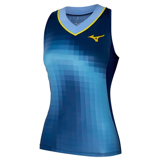 Mizuno FRONTIER TANK (W) Майка теннисная женская Темно-синий/Голубой - фото 317247