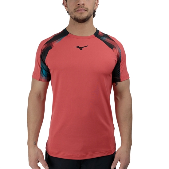 Mizuno FRONTIER SHADOW T-SHIRT Футболка теннисная Красный/Черный - фото 317286