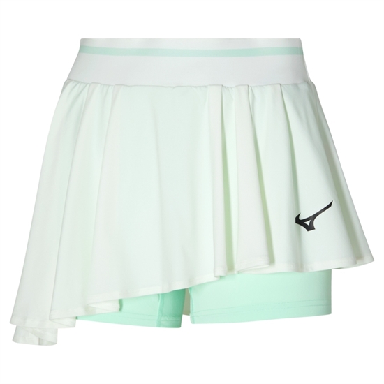 Mizuno FRONTIER FLYING SKIRT (W) Юбка теннисная женская Белый/Зеленый - фото 317289
