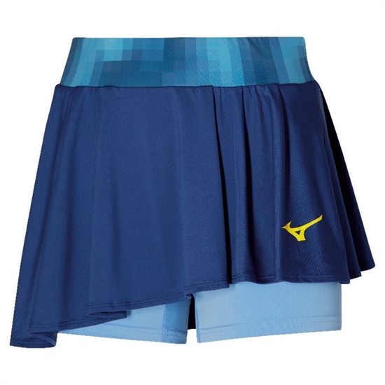 Mizuno FRONTIER FLYING SKIRT (W) Юбка теннисная женская Темно-синий/Голубой - фото 317327