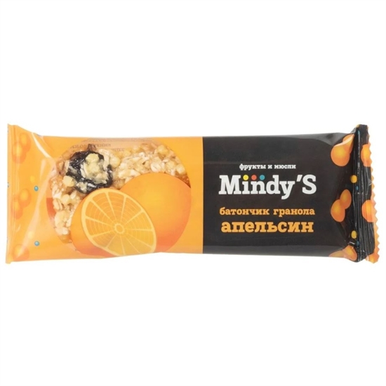 Mindy'S Батончик гранола энергетический 35г Апельсин - фото 317885