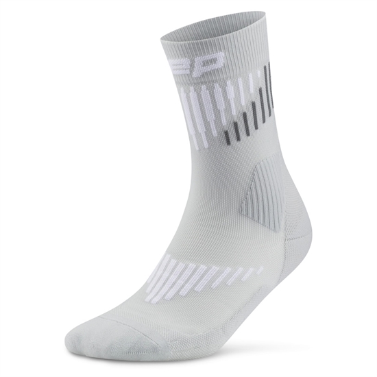 CEP CORE RUN MERINO MID CUT (W) Компрессионные беговые носки женские Серый/Белый - фото 320806