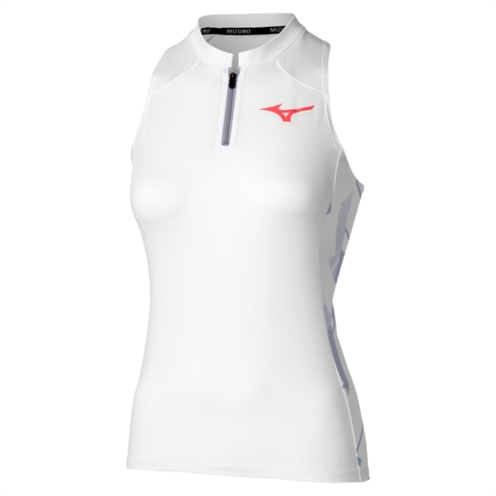 Mizuno DAYBREAKERS PRINTED TANK (W) Майка теннисная женская Белый/Фиолетовый - фото 322207