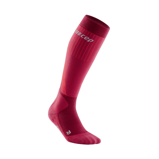 CEP SKI TOURING TALL COMPRESSION SOCKS (W) Компрессионные гольфы с шерстью мериноса для катания на лыжах женские Красный - фото 325085
