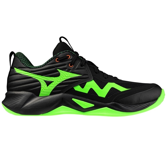 Mizuno WAVE MOMENTUM PRO Кроссовки волейбольные Черный/Салатовый - фото 326683