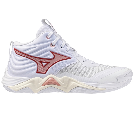 Mizuno WAVE MOMENTUM ELITE MID (W) Кроссовки волейбольные женские Белый/Красный - фото 326719