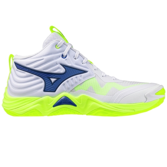 Mizuno WAVE MOMENTUM ELITE MID Кроссовки волейбольные Белый/Темно-синий/Желтый - фото 326749