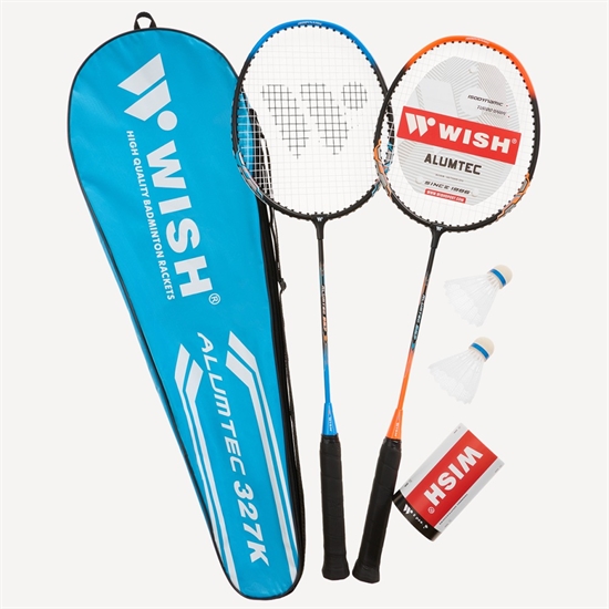 Wish ALUMTEC 327 Набор для бадминтона (2 ракетки, 2 волана) Оранжевый/Cиний - фото 329591