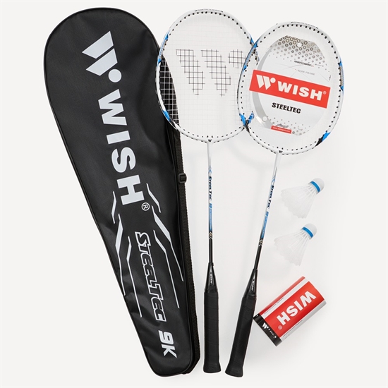 Wish STEELTEC 9 Набор для бадминтона (2 ракетки, 2 волана) Белый/Синий - фото 329642