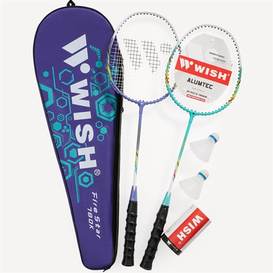 Wish FIRESTAR 780 Набор для бадминтона (2 ракетки, 2 волана) Голубой/Фиолетовый - фото 329728