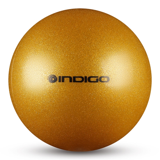 Indigo IN119 Мяч для художественной гимнастики диаметр 15см Золотой с блестками - фото 330941
