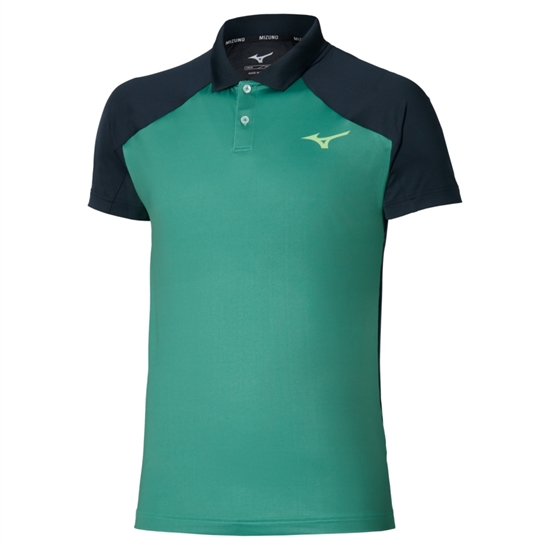 Mizuno STRAGAZER SHORT SLEEVE POLO Поло теннисное Зеленый/Черный - фото 334052