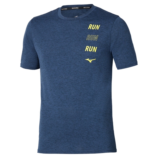 Mizuno CORE RUN SHORT SLEEVE TEE Футболка беговая Темно-синий - фото 334086