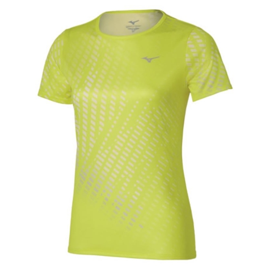Mizuno CORE GRAPHIC SHORT SLEEVE TEE (W) Футболка беговая женская Желтый - фото 334120