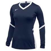 Nike WOMEN'S STOCK HYPERACE LONG SLEEVE JERSEY Футболка волейбольная с длинным рукавом Темно-синий/Белый*