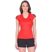 Asics SS TEE INDOOR 2 (W) Футболка игровая волейбольная женская Красный/Черный Asics SS TEE INDOOR 2 (W) Футболка игровая волейбольная женская Красный/Черный